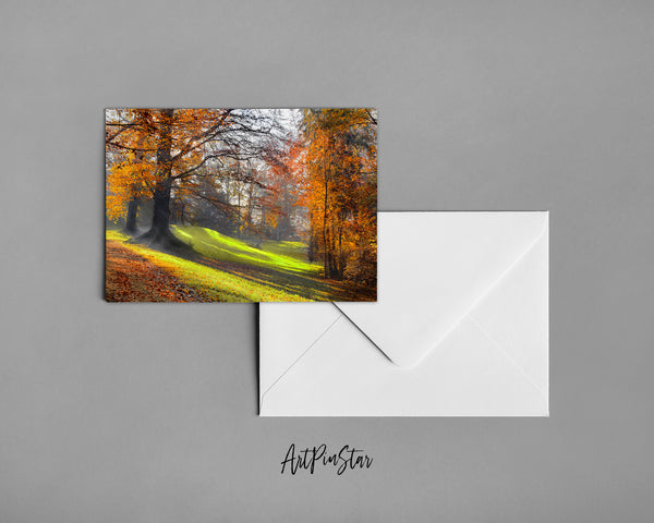 Autumn Park Path Landscape Pattern Greeting Cards