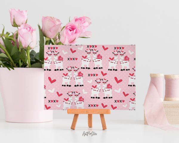 Valentine's Day Llamas and XOXO Customized Greeting Card