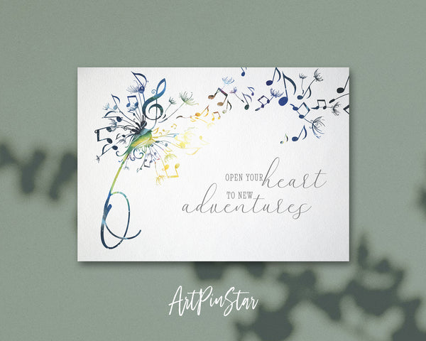 Inspiring Music Quote Letter O Symbol Open your heart to new adventures