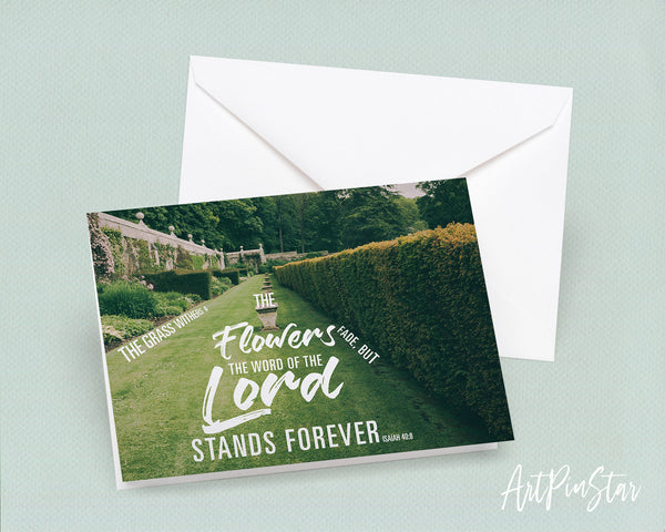 The grass withers & the flowers fade Isaiah 40:8 Bible Verse Customized Greeting Card