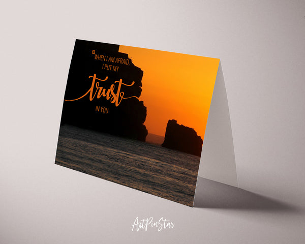 When I am afraid I put my trust in you Bible Verse Customized Greeting Card