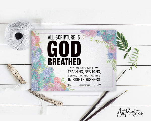 All scripture is god breathed and is useful for teaching Bible Verse Customized Greeting Card