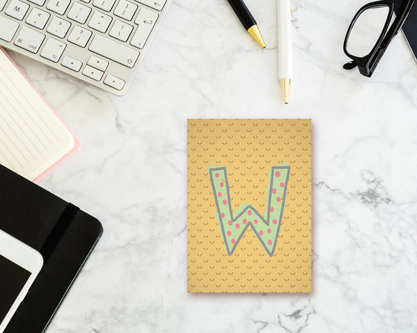 Alphabet Forest Letter W Animal Monogram Note Cards