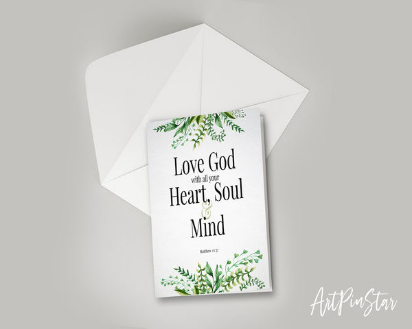 Love God with All Your Heart, Soul & Mind Matthew 22:37 Bible Verse Customized Greeting Card