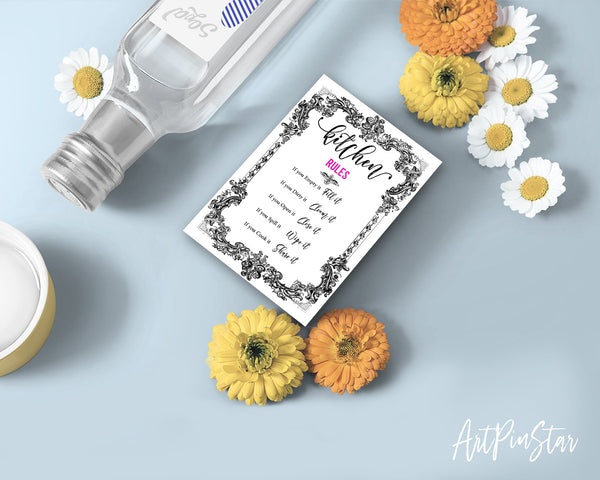Kitchen Rules Sign Quote Customized Greeting Cards