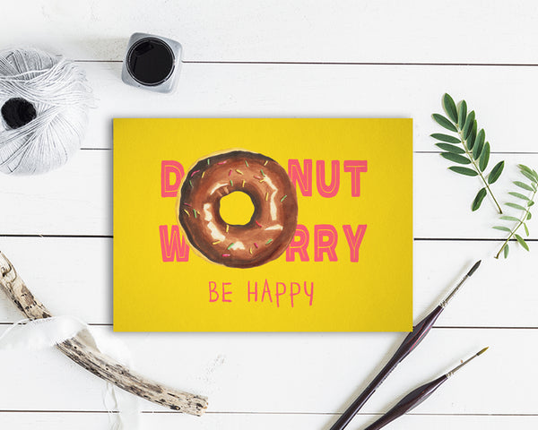 Donut Worry Be Happy Food Customized Gift Cards