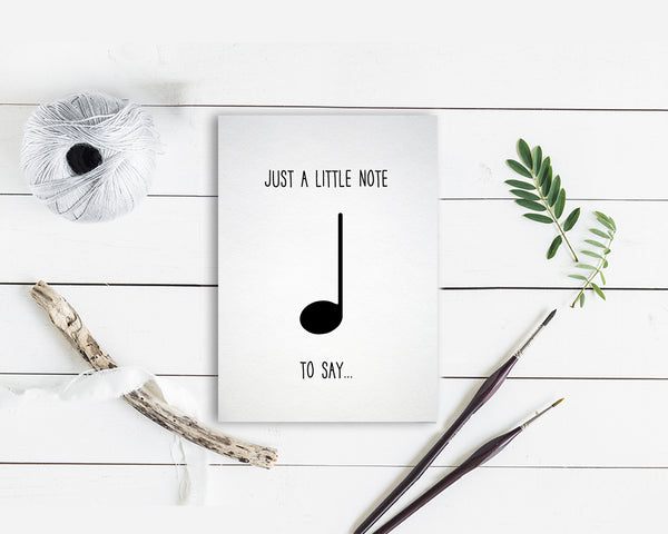 Just a little note to say Quarter Note Quarter Note Music Gift Ideas Customizable Greeting Card