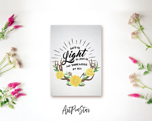 God is Ligfht in him is no darkness at all Bible Verse Customized Greeting Card