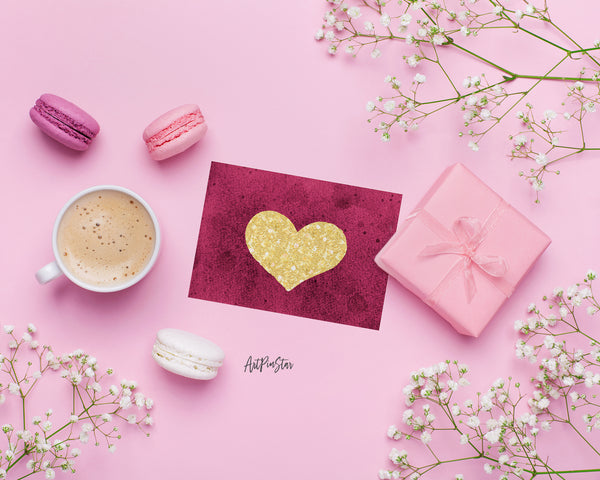Gold Heart Valentine's Day Customized Greeting Card
