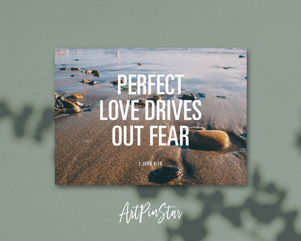 Perfect love drives out fear 1 John 4:18 Bible Verse Customized Greeting Card
