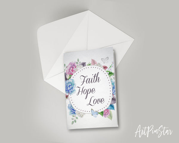 Faith Hope Love Bible Verse Customized Greeting Card