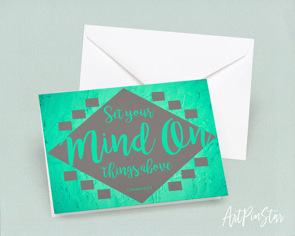 Set your mind on things above Colossians 3:2 Bible Verse Customized Greeting Card