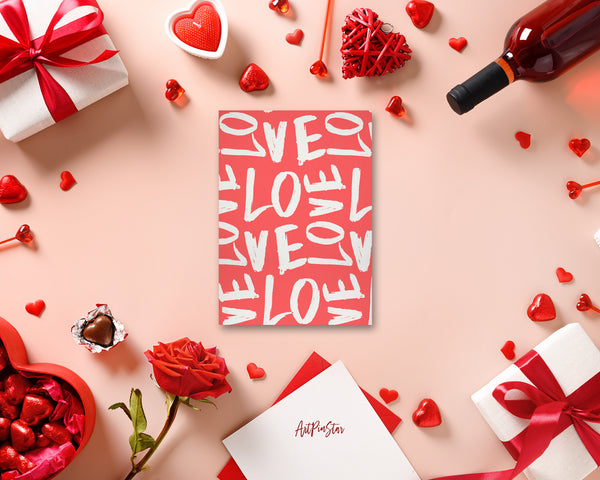Valentine's Day Romantic Cream and Coral Red Customized Greeting Card