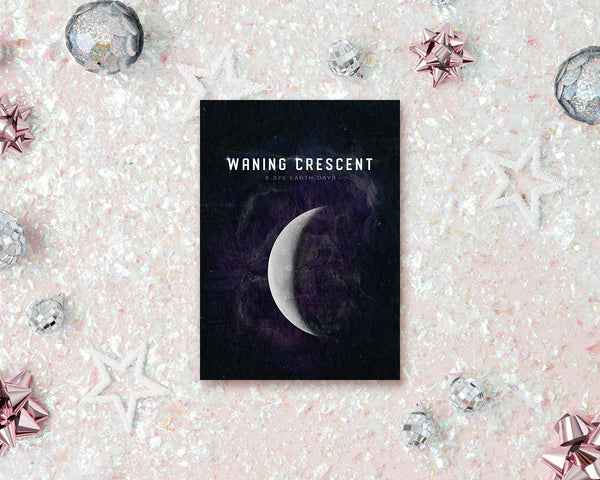 Waning Crescent Moon Lunar Phases Customizable Greeting Card
