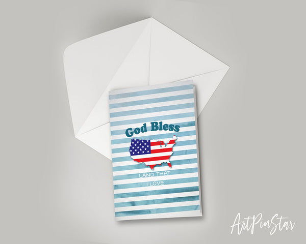 God bless America land that I love Bible Verse Customized Greeting Card