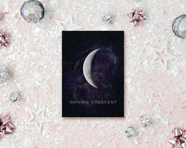 Waning Crescent Moon Phases Universe Space Customizable Greeting Card