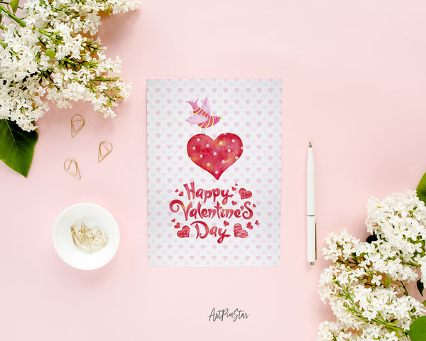 Red Heart Happy Valentine's Day Customized Greeting Card