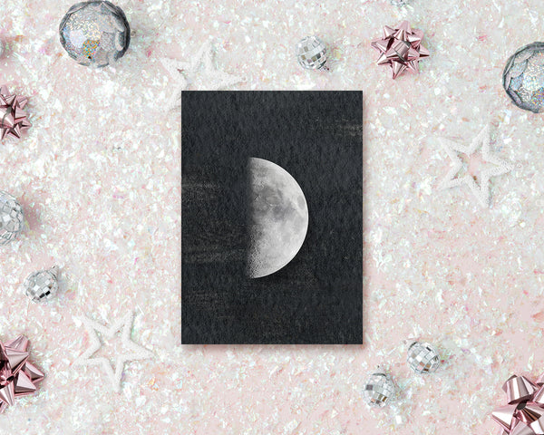 First Quarter Moon Phases Customizable Greeting Card