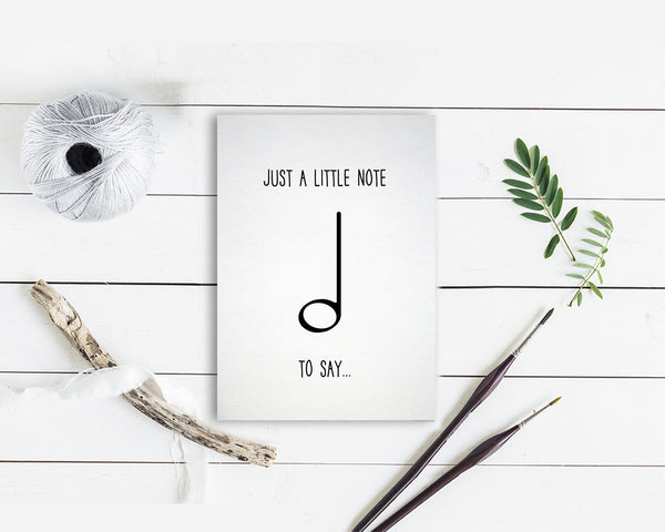 Just a little note to say Half Note Half Note Music Gift Ideas Customizable Greeting Card