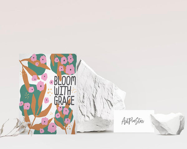 Bloom with grace Flower Quote Customized Gift Cards