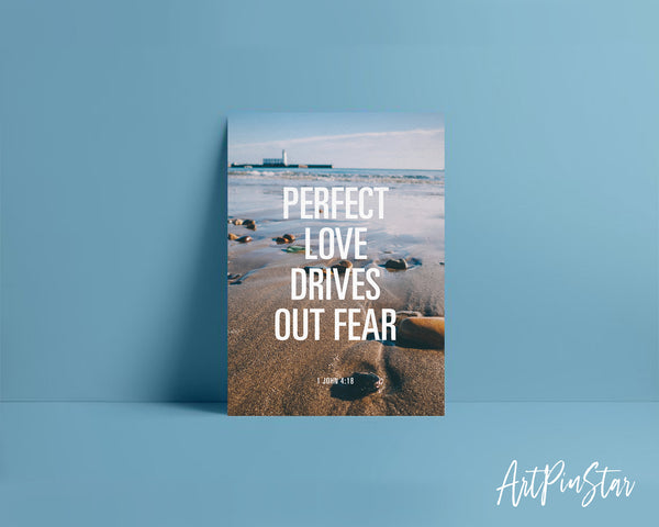 Perfect love drives out fear 1 John 4:18 Bible Verse Customized Greeting Card
