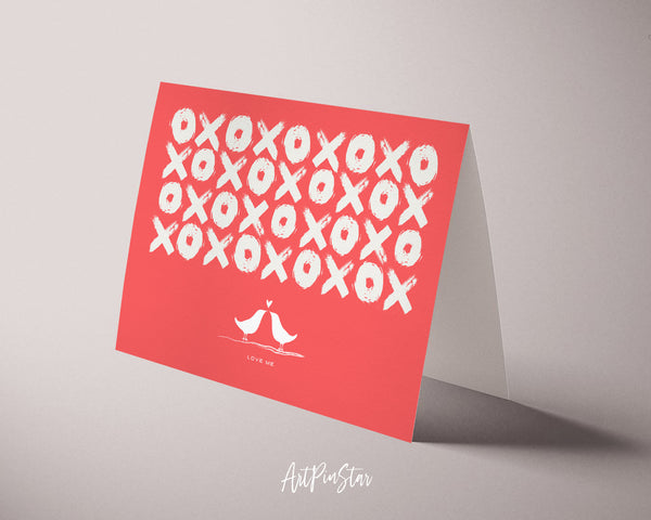 Valentine's Day XOXO and Coral Red Customized Greeting Card