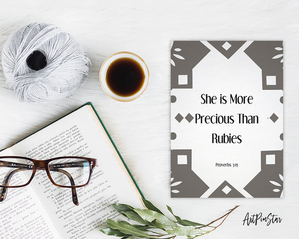 She is more precious than rubies Proverbs 3:5 Bible Verse Customized Greeting Card