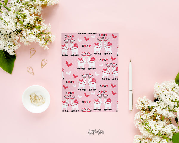 Valentine's Day Llamas and XOXO Customized Greeting Card