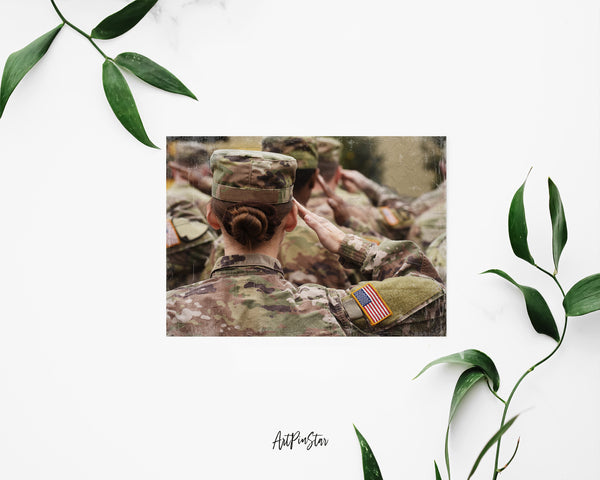 American Soldiers Salute US Army Military Veterans Day Custom Holiday Greeting Cards