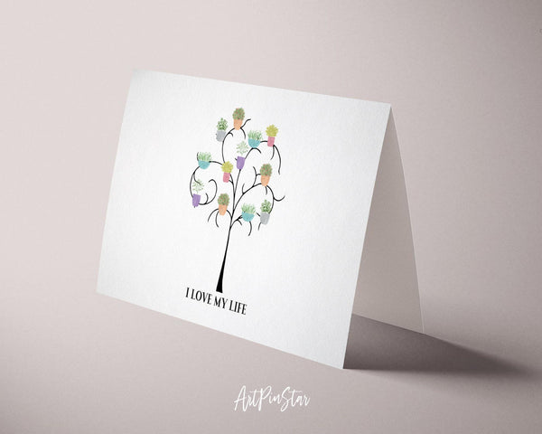 I love my life Flower Quote Customized Gift Cards