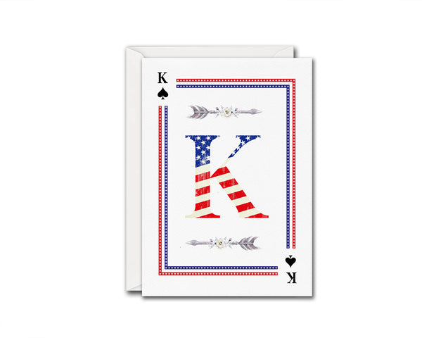 American Flag Letter K Spade Monogram Note Cards