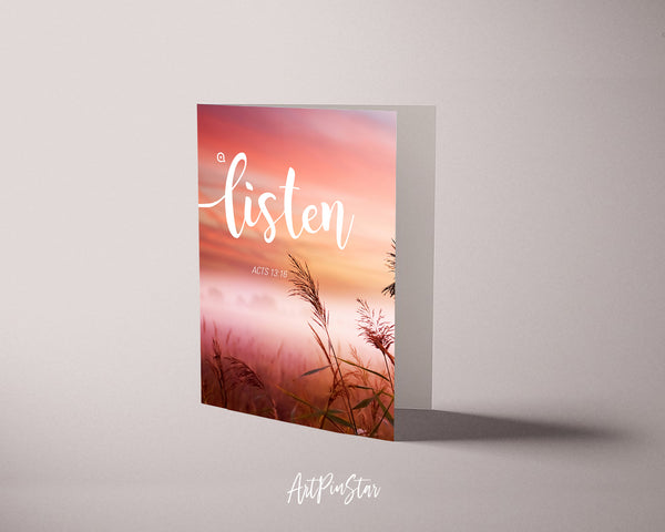 Listen Acts 13:16 Bible Verse Customized Greeting Card