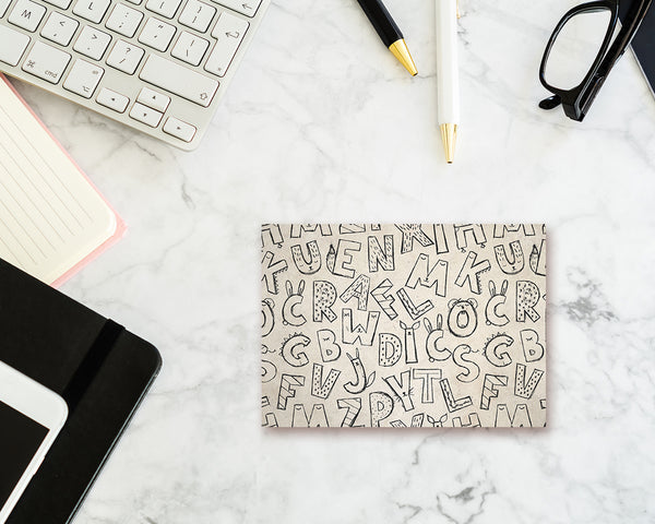 Alphabet Animal Letter Pattern A-Z Line Monogram Note Cards