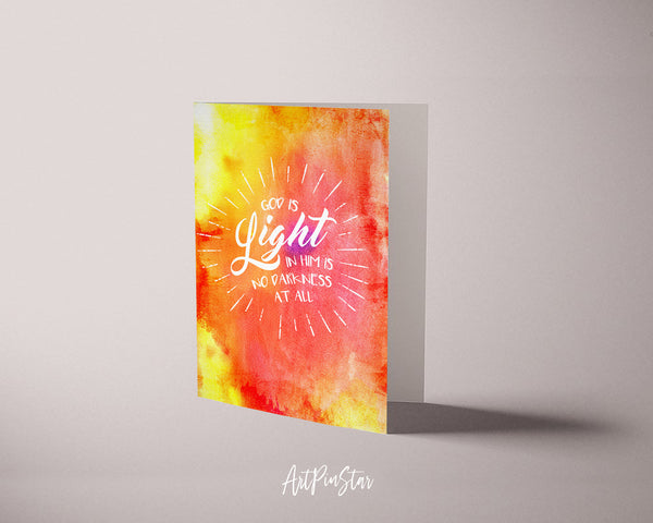 God is Ligfht in him is no darkness at all Bible Verse Customized Greeting Card