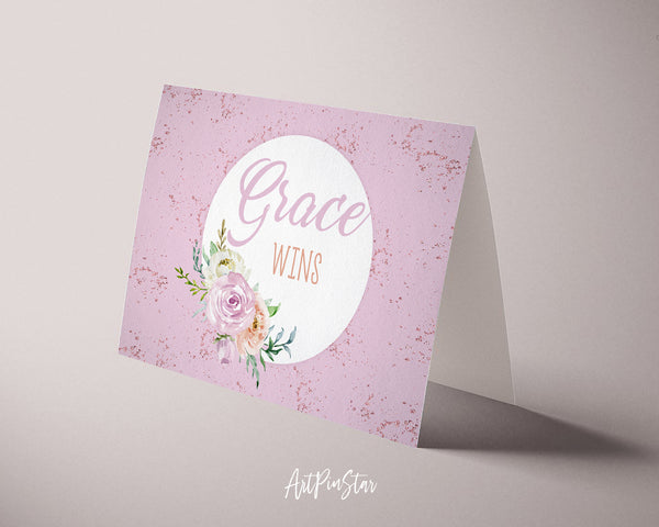 Grace wins Bible Verse Customized Greeting Card