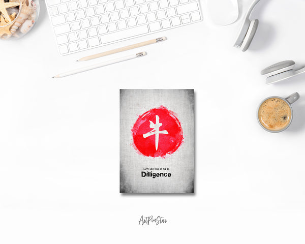 Chinese Character Ox Zodiac Yearly  Art Customized Gift Cards
