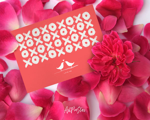 Valentine's Day XOXO and Coral Red Customized Greeting Card
