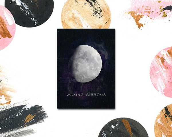 Waxing Gibbous Moon Phases Universe Space Customizable Greeting Card