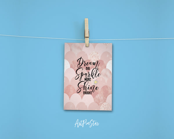 Dream Big Sparkle More Shine Bright Motivational Quote Customized Greeting Cards