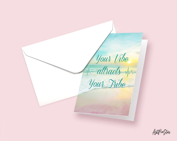 Your vibe attracts your tribe Life Quote Customized Greeting Cards