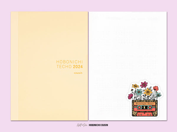 Retro Wildflower Cassette Vinyl Die Cut Sticker, 2.65" x 2.75"