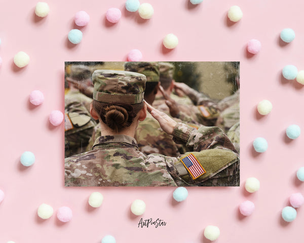 American Soldiers Salute US Army Military Veterans Day Custom Holiday Greeting Cards