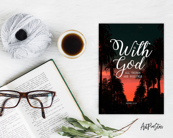 With God all things are possible Matthew 19:26 Bible Verse Customized Greeting Card