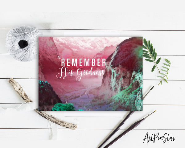 Remember His Goodness Bible Verse Customized Greeting Card