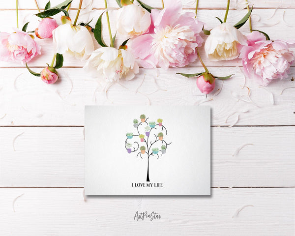 I love my life Flower Quote Customized Gift Cards