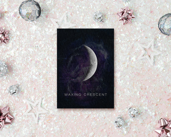 Waxing Crescent Moon Phases Universe Space Customizable Greeting Card