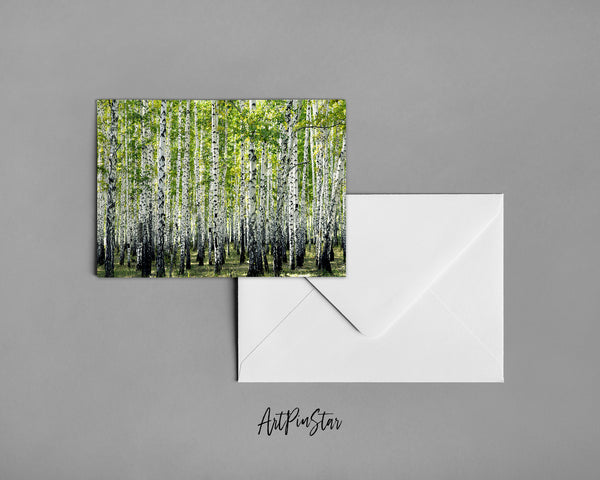 Birch Grove Trees Summer Landscape Custom Greeting Cards