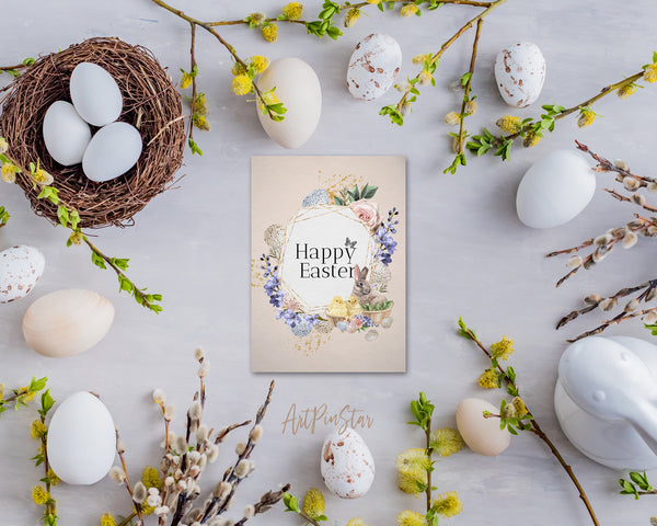 Easter Watercolor Bunny Flower Customized Greeting Card