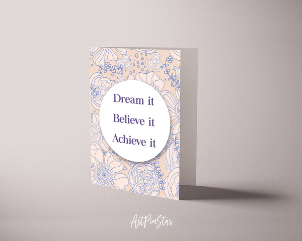 Dream it Believe it Achieve it Tony Robbins Inspirational Quote Customized Greeting Cards