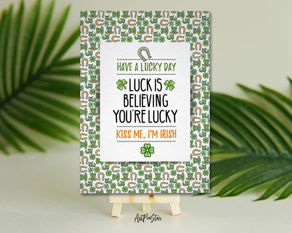 Lucky is believing you're lucky St. Patricks Day Personalized Gifts Card - ArtPinStar.com
